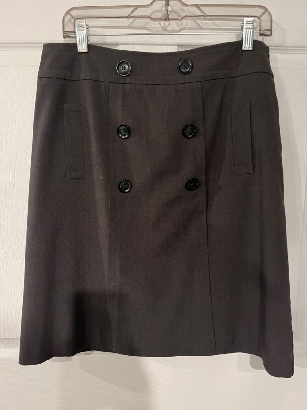 Sandro Brown Double Button Row  A-Line Skirt